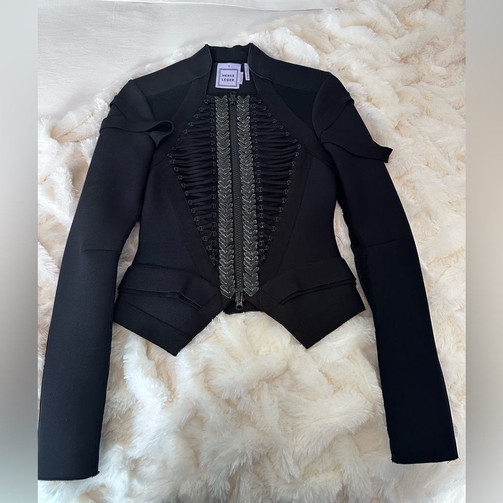 Authentic Herve Leger Black Structured Blazer- Runway Collection- RARE - Picture 4 of 11